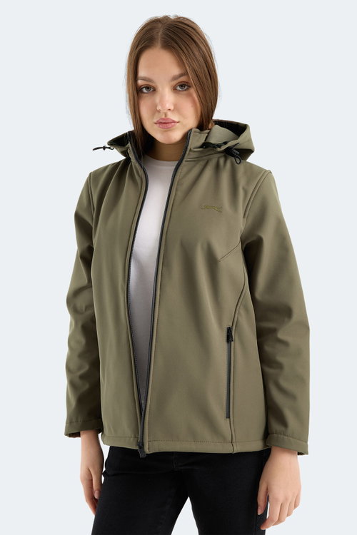 Slazenger HEAT CONTROL Kadın Çıkarılabilir Kapüşonlu Haki Mont & Kaban