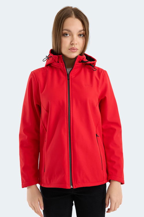 Slazenger HEAT CONTROL Kadın Çıkarılabilir Kapüşonlu Kırmızı Mont & Kaban