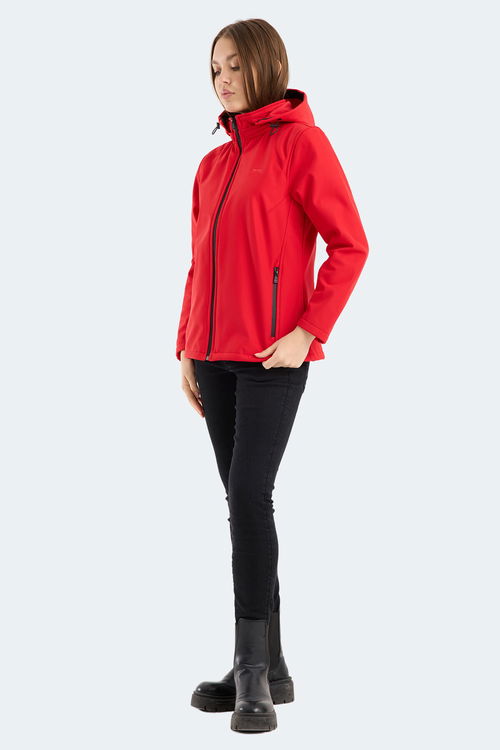 Slazenger HEAT CONTROL Kadın Çıkarılabilir Kapüşonlu Kırmızı Mont & Kaban