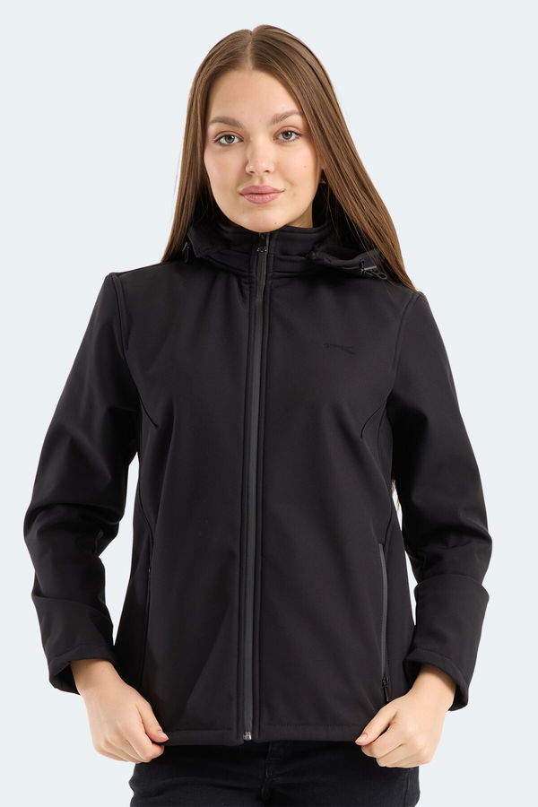 Slazenger HEAT CONTROL Kadın Çıkarılabilir Kapüşonlu Siyah Mont & Kaban