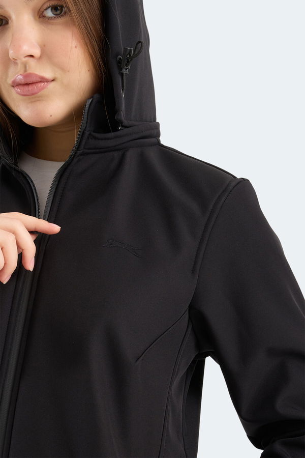 Slazenger HEAT CONTROL Kadın Çıkarılabilir Kapüşonlu Siyah Mont & Kaban