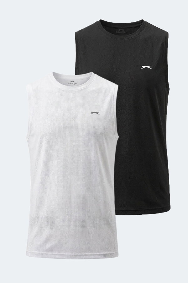 Slazenger HEROFIT IN 2 Lİ SET Erkek Beyaz - Siyah Tişört