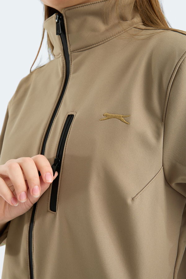 Slazenger HIP STYLE Kadın Dik Yaka Fermuarlı Bej Mont & Kaban