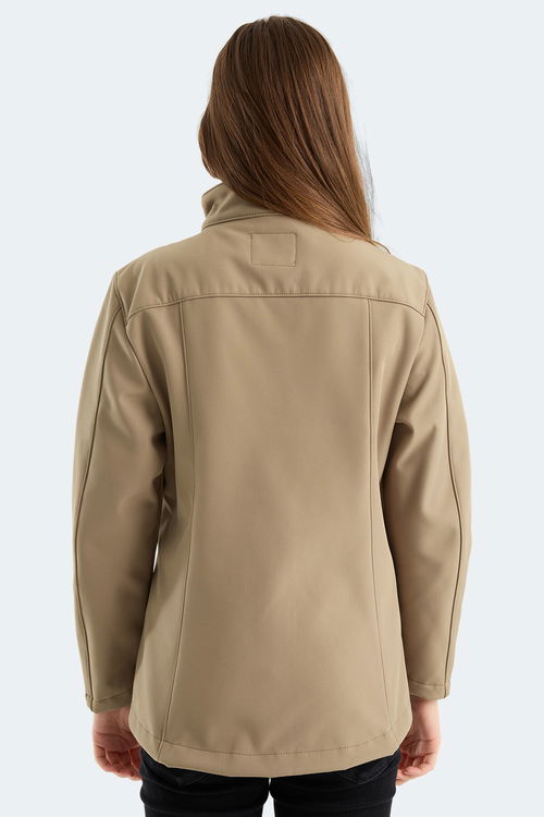 Slazenger HIP STYLE Kadın Dik Yaka Fermuarlı Bej Mont & Kaban