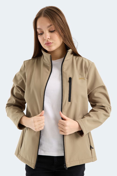 Slazenger HIP STYLE Kadın Dik Yaka Fermuarlı Bej Mont & Kaban