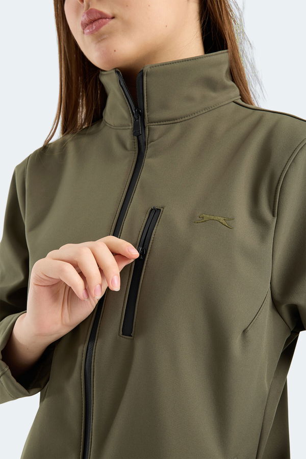 Slazenger HIP STYLE Kadın Dik Yaka Fermuarlı Haki Mont & Kaban