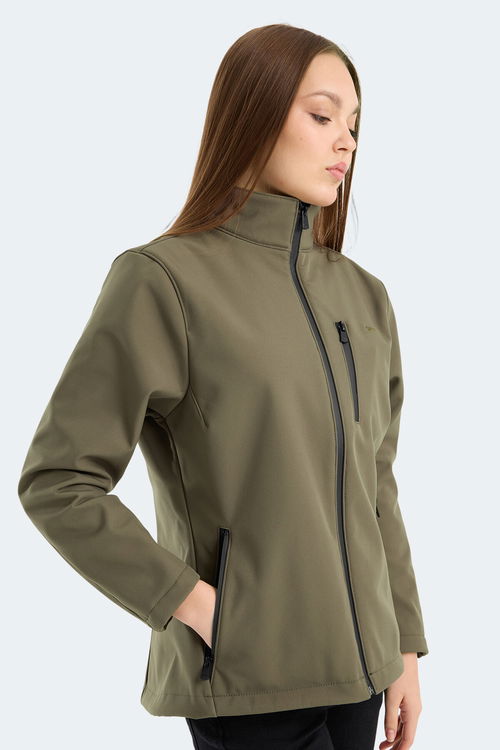 Slazenger HIP STYLE Kadın Dik Yaka Fermuarlı Haki Mont & Kaban