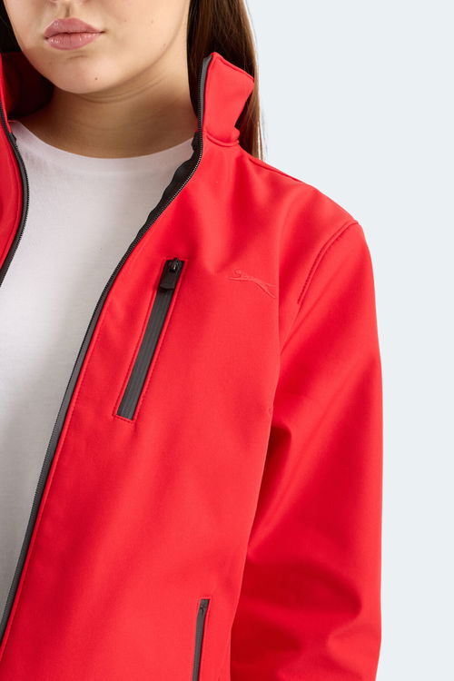 Slazenger HIP STYLE Kadın Dik Yaka Fermuarlı Kırmızı Mont & Kaban