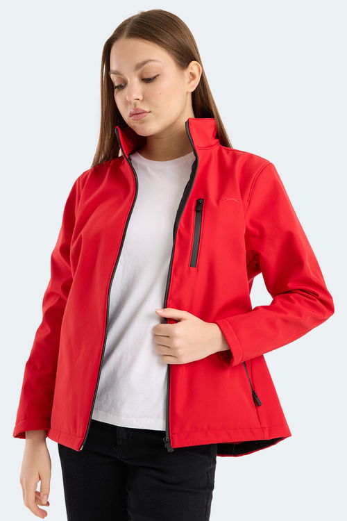 Slazenger HIP STYLE Kadın Dik Yaka Fermuarlı Kırmızı Mont & Kaban