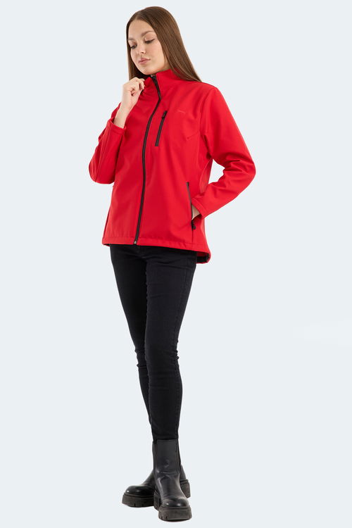 Slazenger HIP STYLE Kadın Dik Yaka Fermuarlı Kırmızı Mont & Kaban