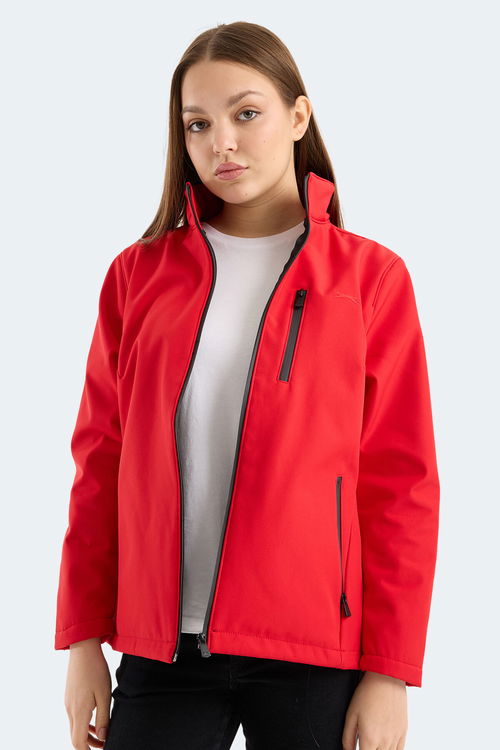 Slazenger HIP STYLE Kadın Dik Yaka Fermuarlı Kırmızı Mont & Kaban