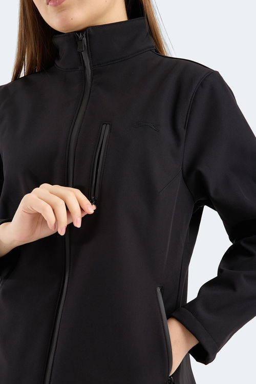 Slazenger HIP STYLE Kadın Dik Yaka Fermuarlı Siyah Mont & Kaban