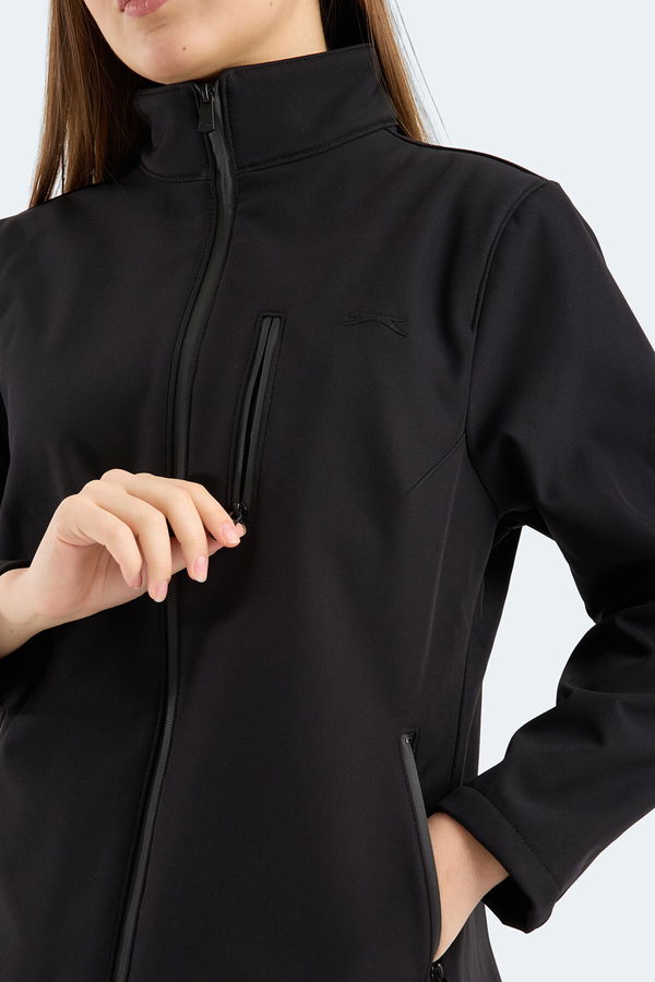 Slazenger HIP STYLE Kadın Dik Yaka Fermuarlı Siyah Mont & Kaban