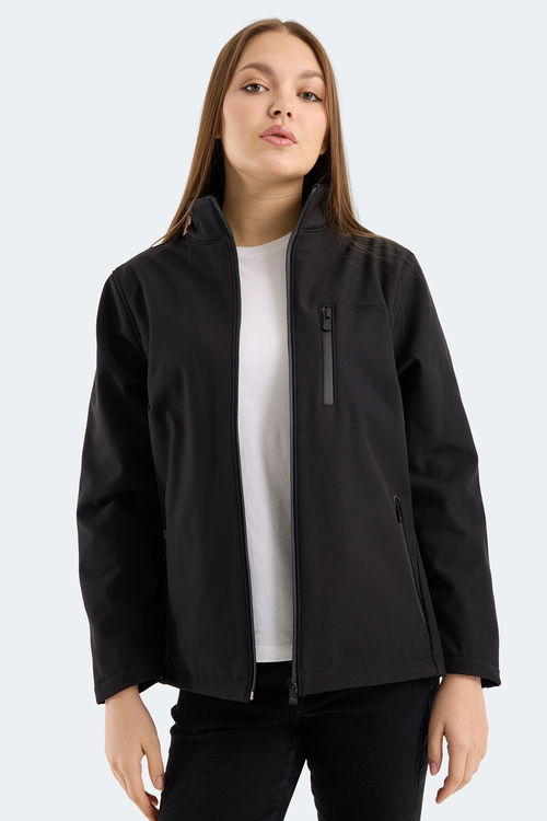 Slazenger HIP STYLE Kadın Dik Yaka Fermuarlı Siyah Mont & Kaban