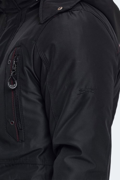 Slazenger HOLD Erkek Kapüşonlu Siyah Mont & Kaban