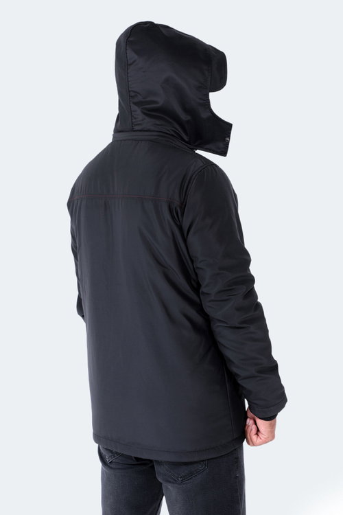 Slazenger HOLD Erkek Kapüşonlu Siyah Mont & Kaban