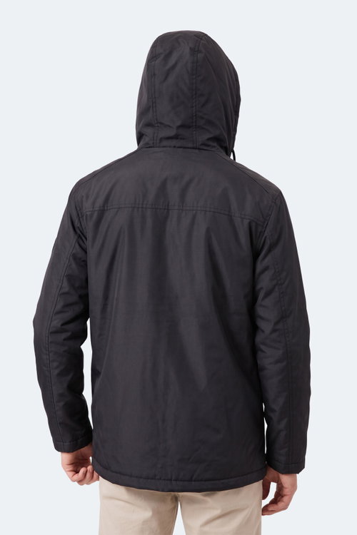 Slazenger HOLD Erkek Kapüşonlu Siyah Mont & Kaban