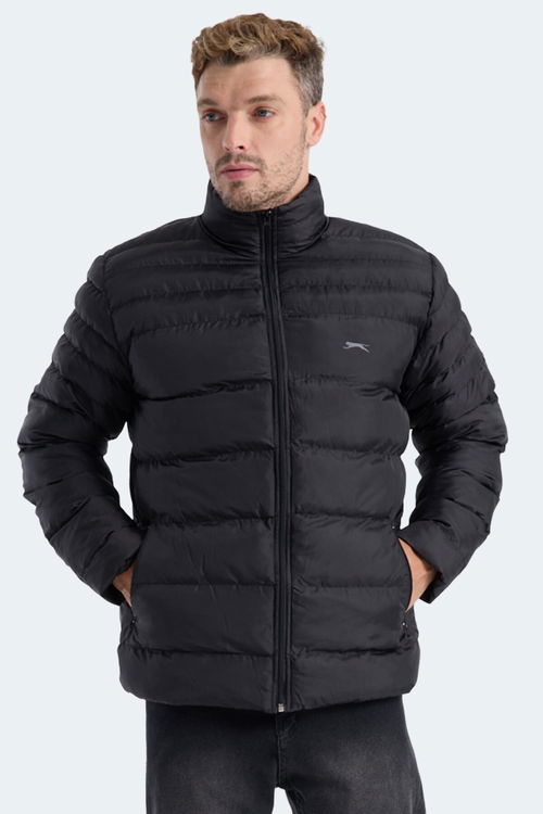 Slazenger HORIZON I Erkek Dik Yaka Fermuarlı Siyah Mont & Kaban