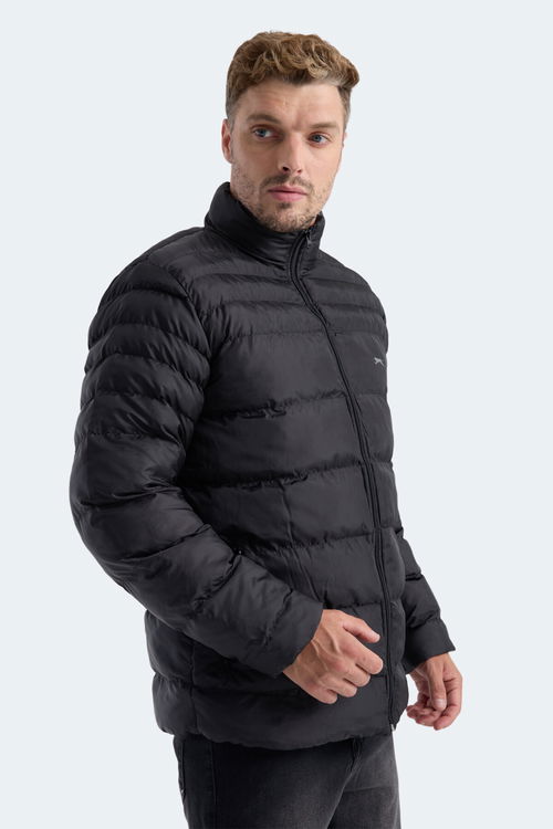 Slazenger HORIZON I Erkek Dik Yaka Fermuarlı Siyah Mont & Kaban