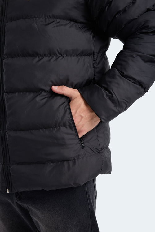 Slazenger HORIZON I Erkek Dik Yaka Fermuarlı Siyah Mont & Kaban