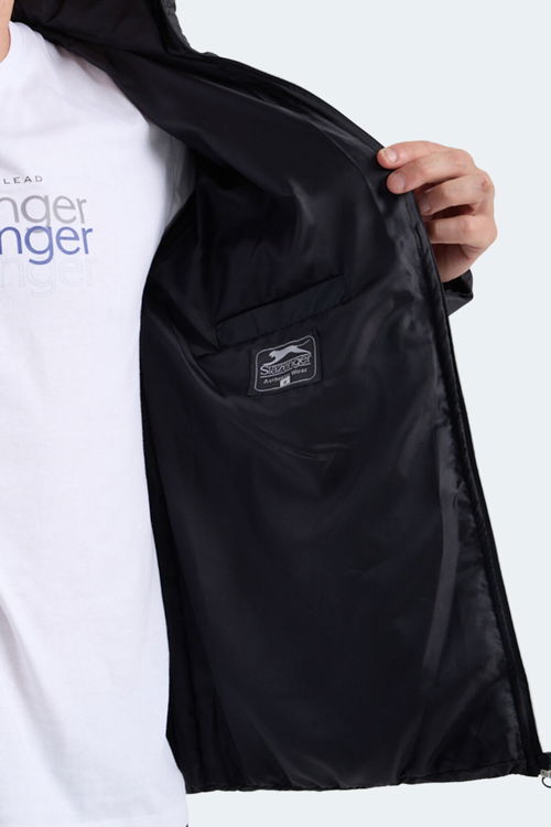 Slazenger HORIZON I Erkek Dik Yaka Fermuarlı Siyah Mont & Kaban