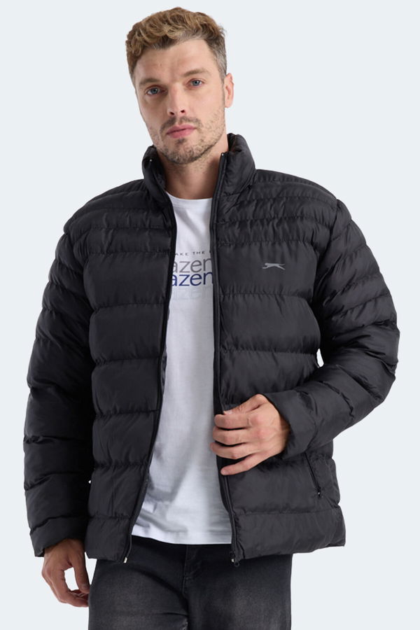 Slazenger HORIZON I Erkek Dik Yaka Fermuarlı Siyah Mont & Kaban