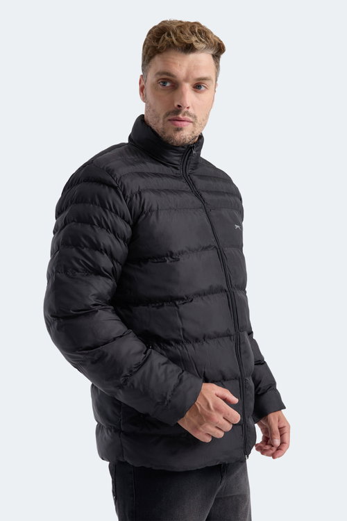 Slazenger HORIZON I Erkek Dik Yaka Fermuarlı Siyah Mont & Kaban