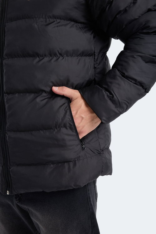 Slazenger HORIZON I Erkek Dik Yaka Fermuarlı Siyah Mont & Kaban