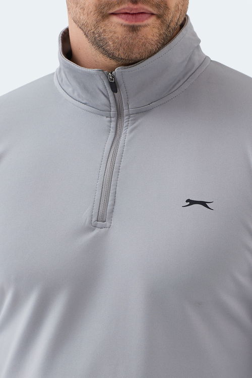 Slazenger INTIMATE I Erkek Dik Yaka Fermuarlı Gri Sweatshırt