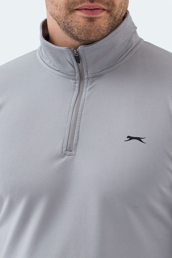 Slazenger INTIMATE I Erkek Dik Yaka Fermuarlı Gri Sweatshırt