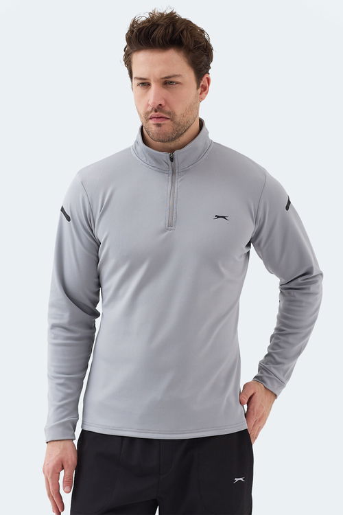 Slazenger INTIMATE I Erkek Dik Yaka Fermuarlı Gri Sweatshırt