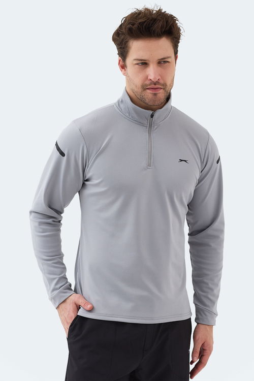 Slazenger INTIMATE I Erkek Dik Yaka Fermuarlı Gri Sweatshırt