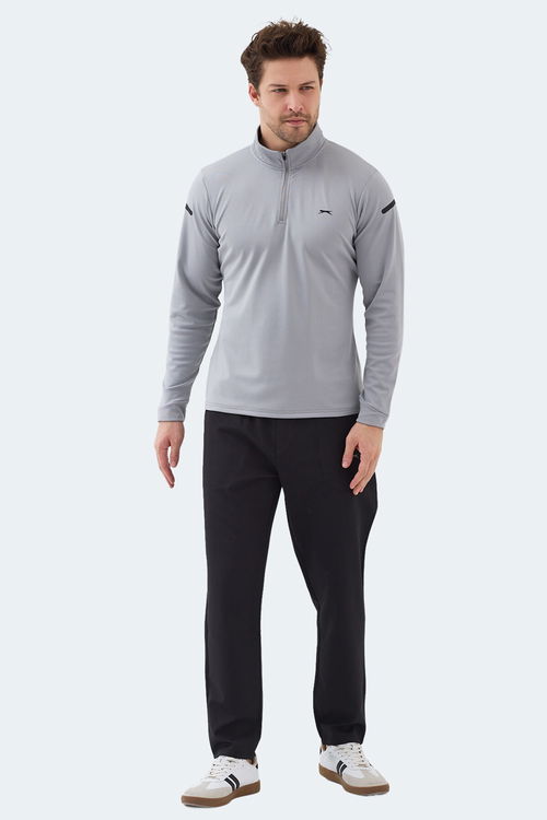 Slazenger INTIMATE I Erkek Dik Yaka Fermuarlı Gri Sweatshırt