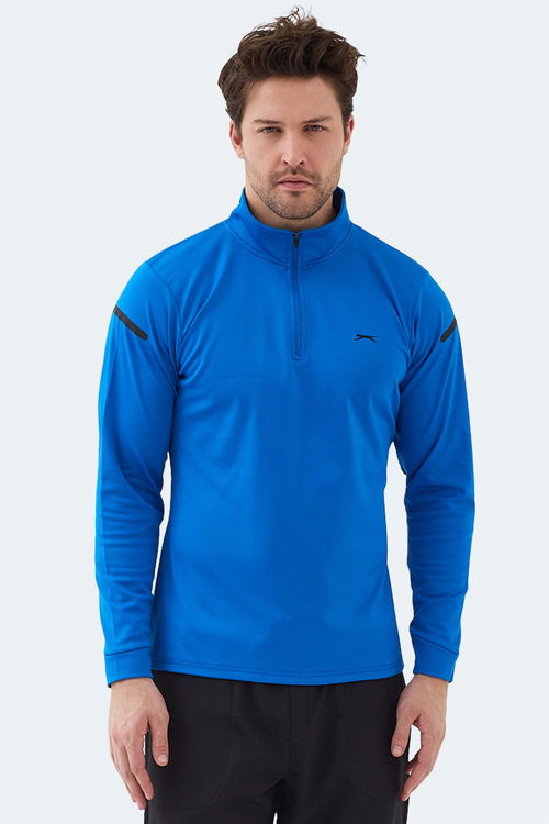 Slazenger INTIMATE I Erkek Dik Yaka Fermuarlı Saks Mavi Sweatshırt