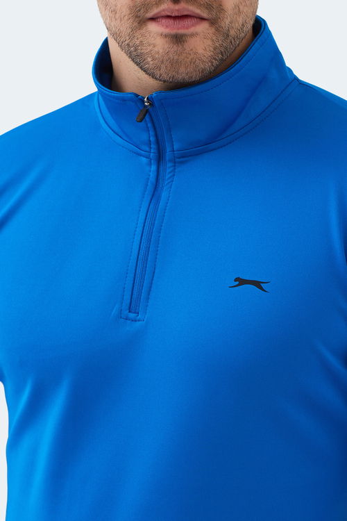 Slazenger INTIMATE I Erkek Dik Yaka Fermuarlı Saks Mavi Sweatshırt
