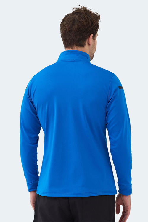 Slazenger INTIMATE I Erkek Dik Yaka Fermuarlı Saks Mavi Sweatshırt