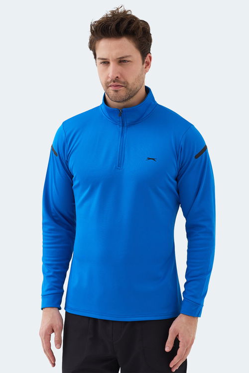 Slazenger INTIMATE I Erkek Dik Yaka Fermuarlı Saks Mavi Sweatshırt
