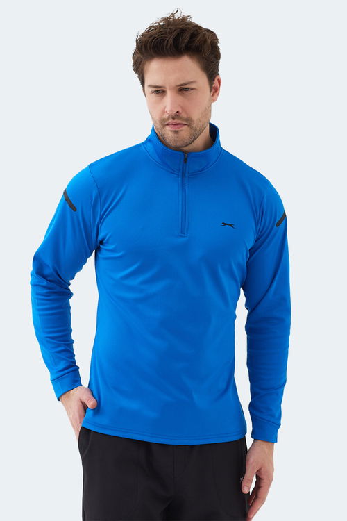 Slazenger INTIMATE I Erkek Dik Yaka Fermuarlı Saks Mavi Sweatshırt