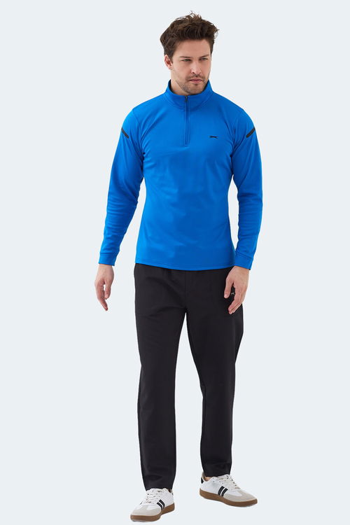 Slazenger INTIMATE I Erkek Dik Yaka Fermuarlı Saks Mavi Sweatshırt