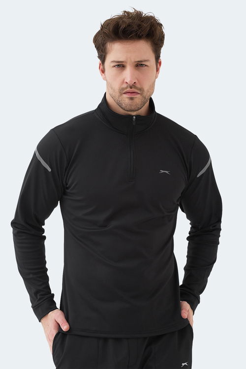Slazenger INTIMATE I Erkek Dik Yaka Fermuarlı Siyah Sweatshırt