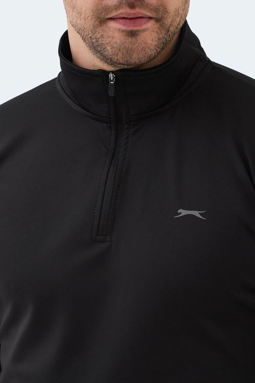 Slazenger INTIMATE I Erkek Dik Yaka Fermuarlı Siyah Sweatshırt