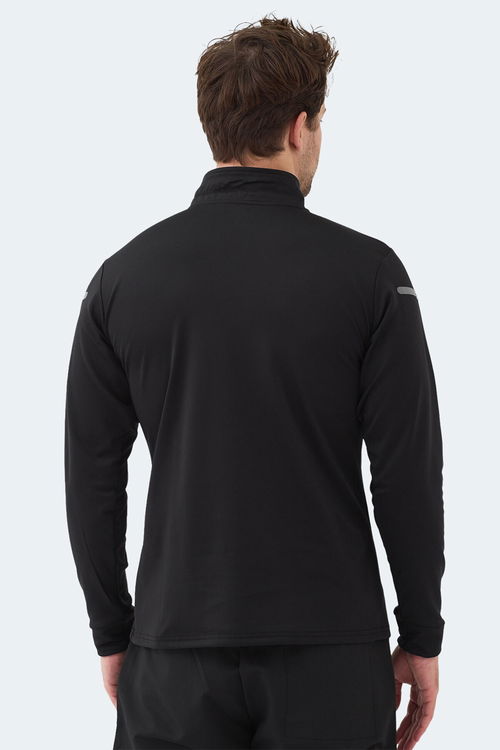 Slazenger INTIMATE I Erkek Dik Yaka Fermuarlı Siyah Sweatshırt