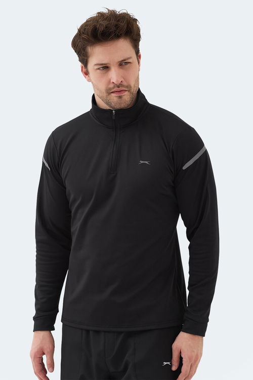 Slazenger INTIMATE I Erkek Dik Yaka Fermuarlı Siyah Sweatshırt
