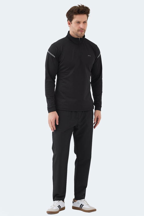 Slazenger INTIMATE I Erkek Dik Yaka Fermuarlı Siyah Sweatshırt