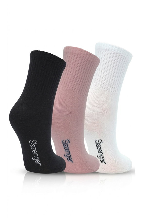 Slazenger JORIX 3 lü Kadın Siyah / Gri Çorap