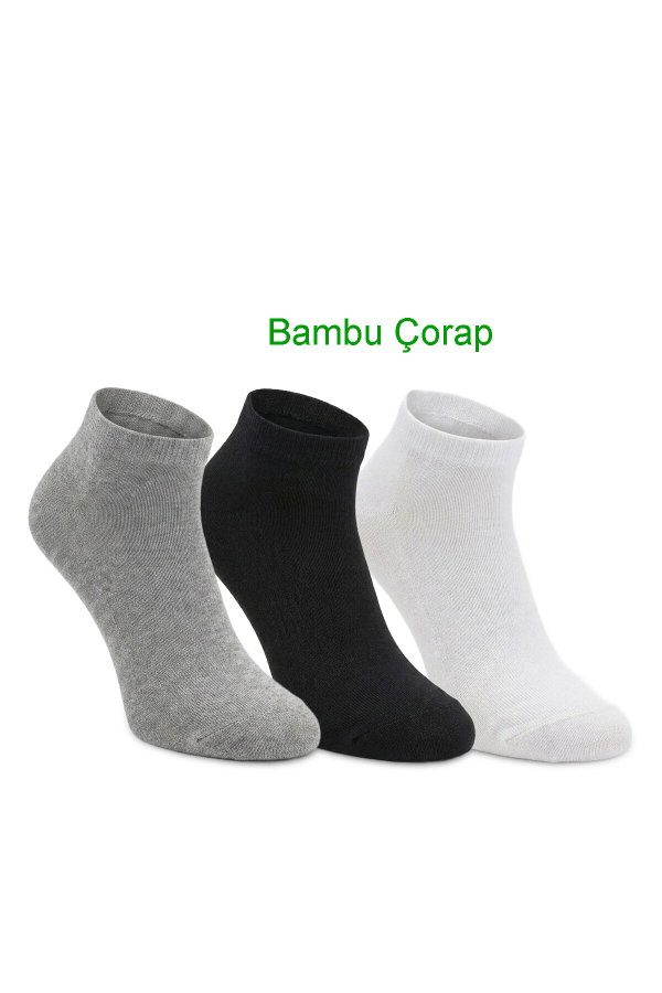 Slazenger JOYRIDE 3 lü Kadın Bambu Siyah / Gri Çorap