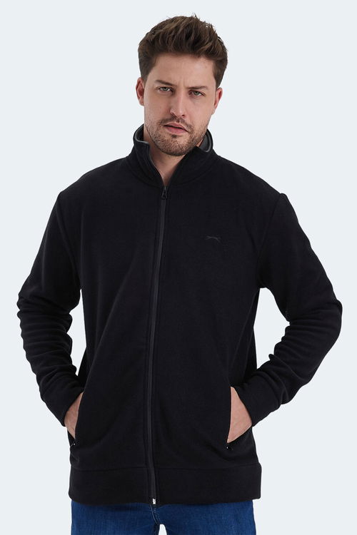 Slazenger KADMOS 2 li set Erkek Fermuarlı Dik Yaka Cepli Siyah - Koyu Gri Sweatshirt