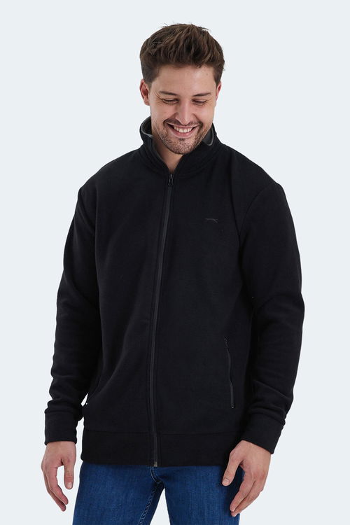 Slazenger KADMOS 2 li set Erkek Fermuarlı Dik Yaka Cepli Siyah - Koyu Gri Sweatshirt
