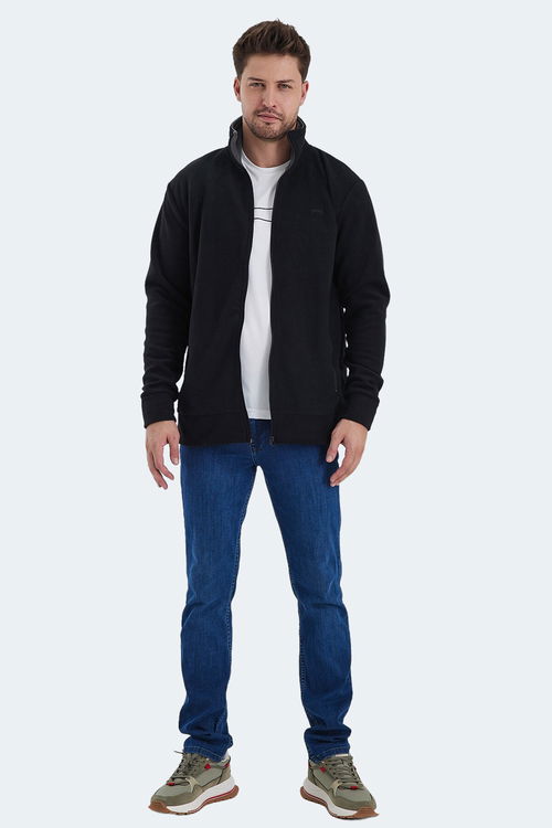 Slazenger KADMOS 2 li set Erkek Fermuarlı Dik Yaka Cepli Siyah - Koyu Gri Sweatshirt