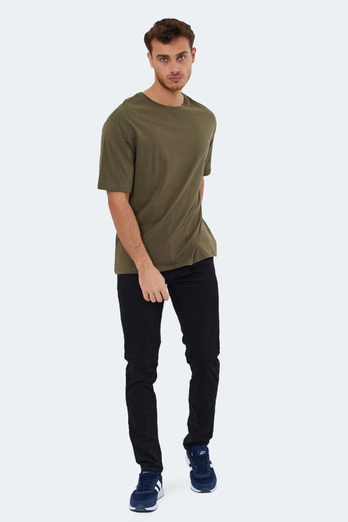 Slazenger KAISER 3 lü Set Erkek Oversıze Beyaz - Haki - Yeşil Tişört